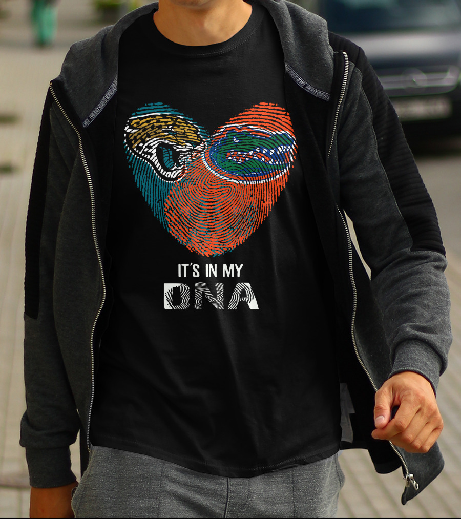 Jaguars Gators It's In My Dna Fingerprint Heart T-Shirt