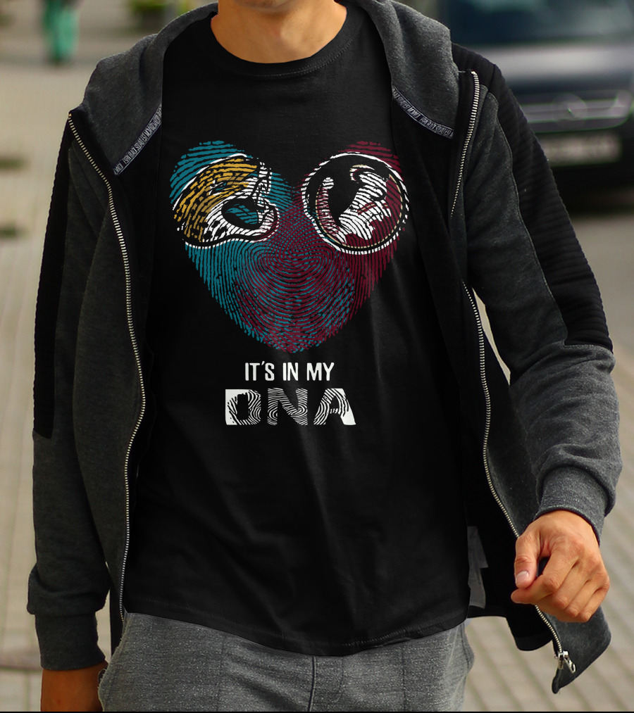 Jaguars Seminoles Heart Fingerprint It's In My DNA T-Shirt