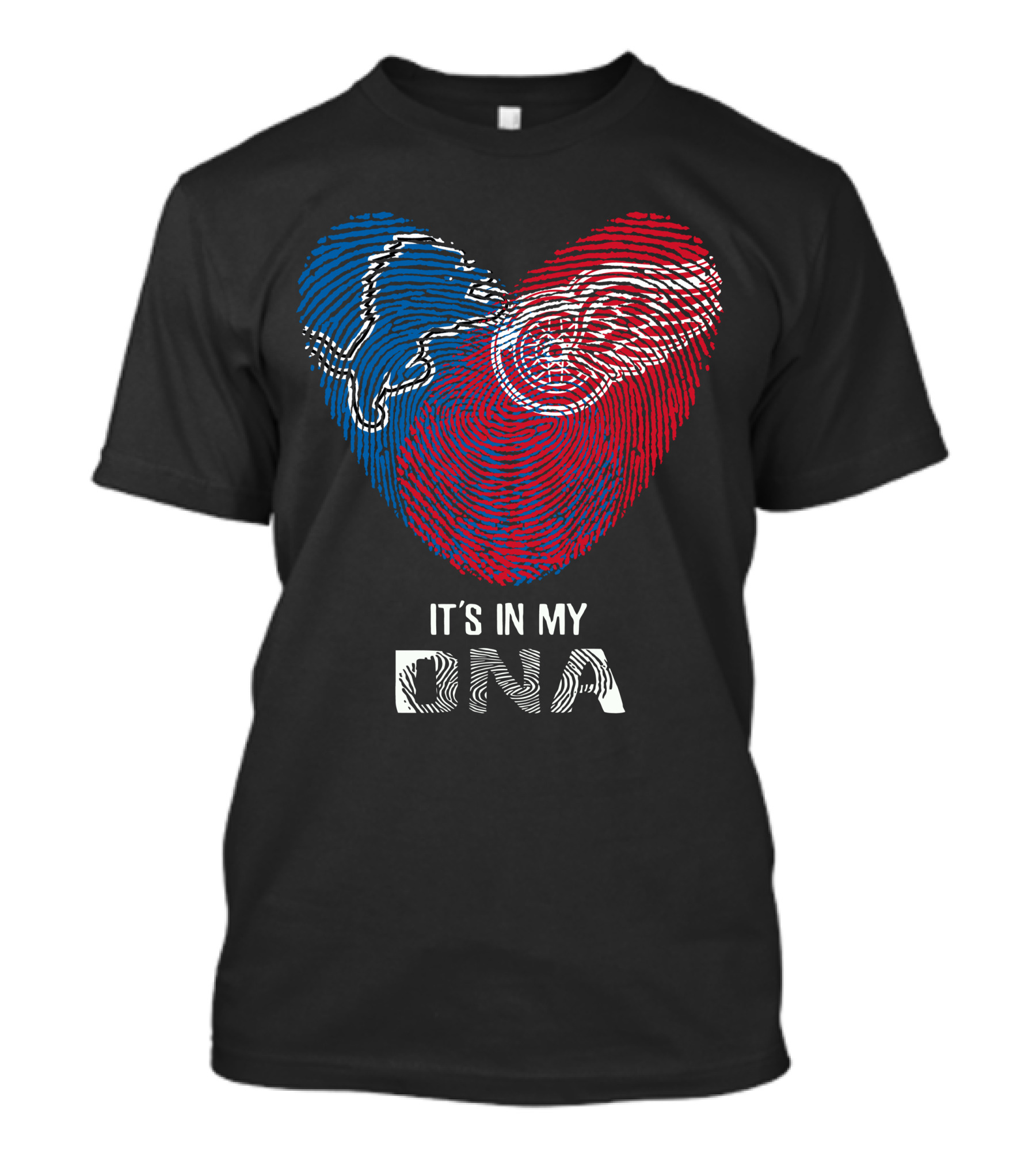 Lions Red Wings Heart Shaped Dna Fingerprint It's In My Dna T-Shirt