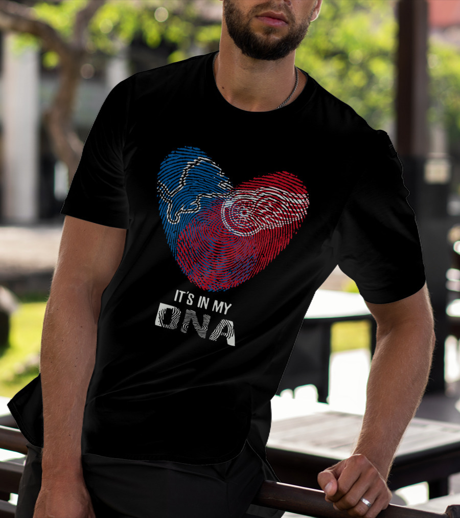 Lions Red Wings Heart Shaped Dna Fingerprint It's In My Dna T-Shirt