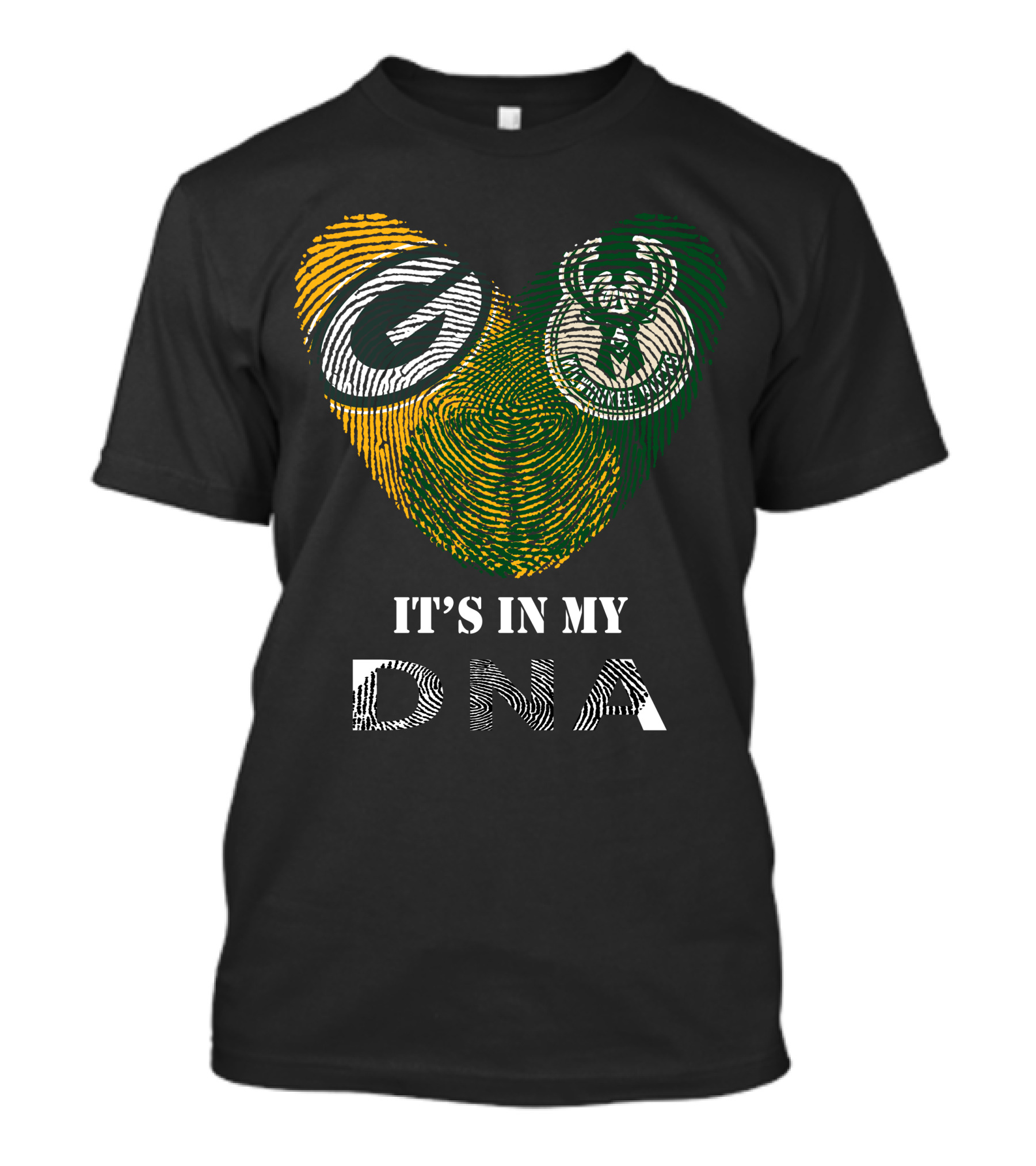 Packers Bucks Heart It's In My Dna Fingerprint T-Shirt