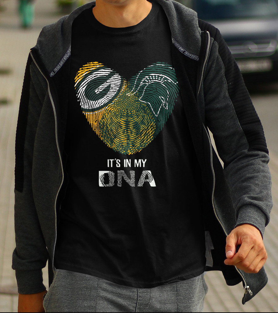 It's In My DNA Packers Michigan State Spartans Fingerprint Heart T-Shirt