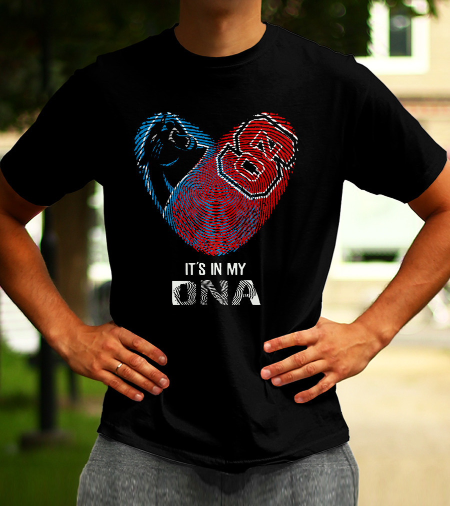 Panthers NC State Fingerprint Heart It's In My DNA T-Shirt