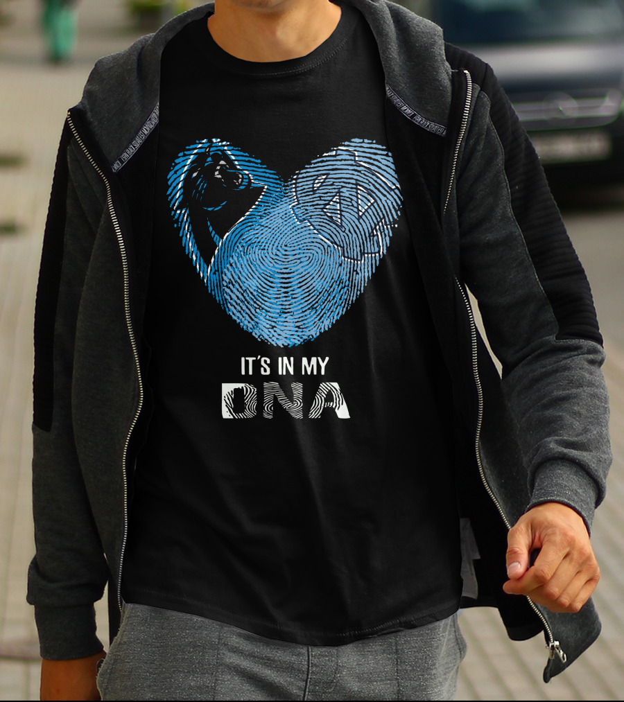 Panthers Tar Heels It's In My DNA Fingerprint Heart T-Shirt