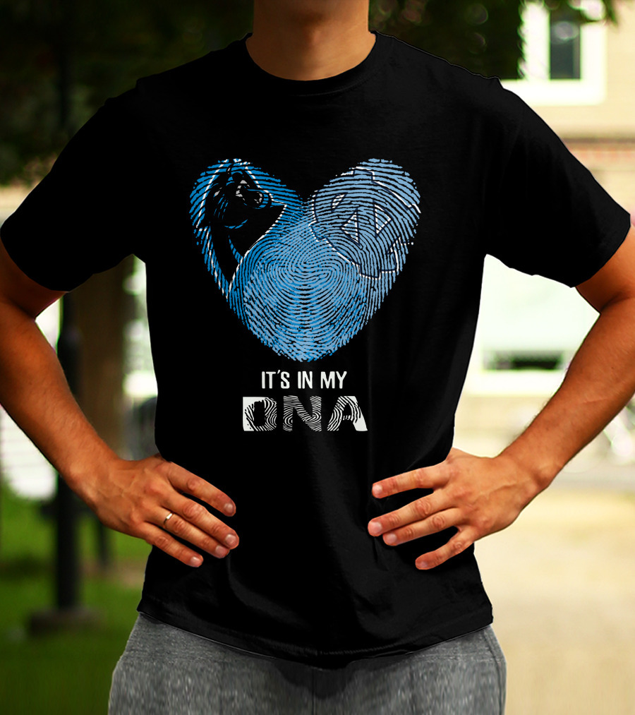 Panthers Tar Heels It's In My DNA Fingerprint Heart T-Shirt