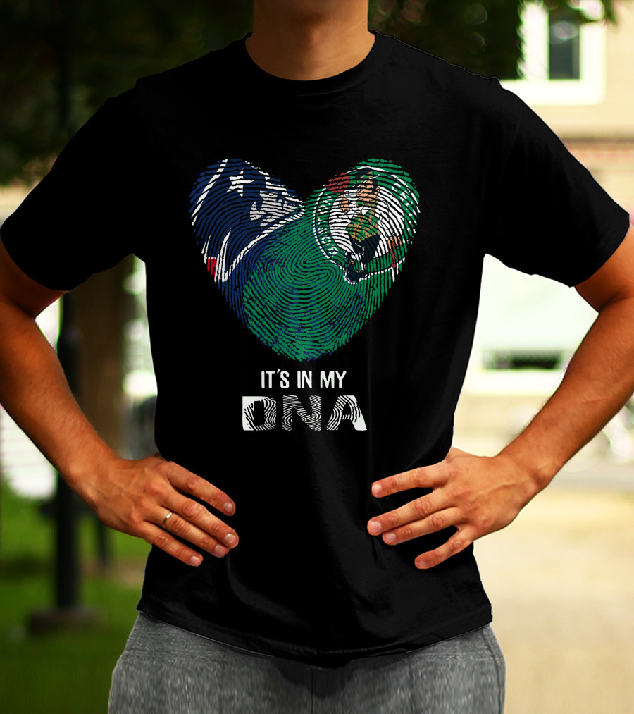 Patriots Celtics Heart DNA Fingerprint με τα λογὀτυπα των Patriots και Celtics T-Shirt
