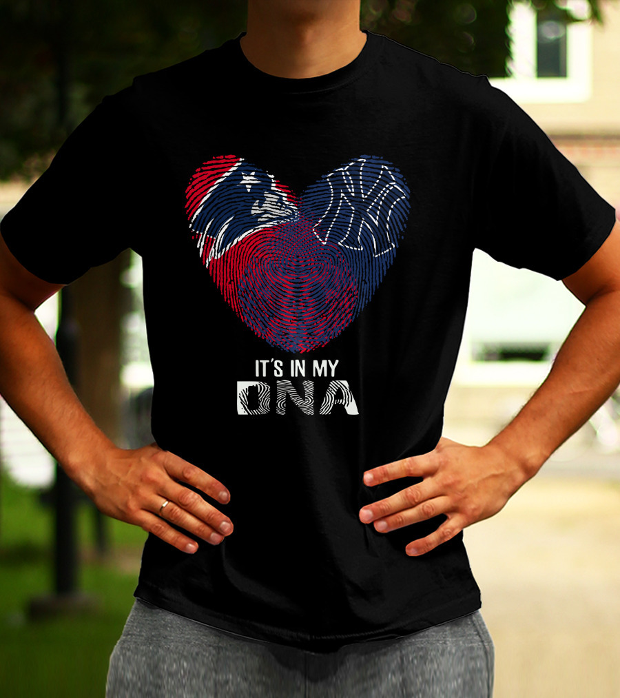 Patriots Yankees It's In My DNA Fingerprint Heart T-Shirt