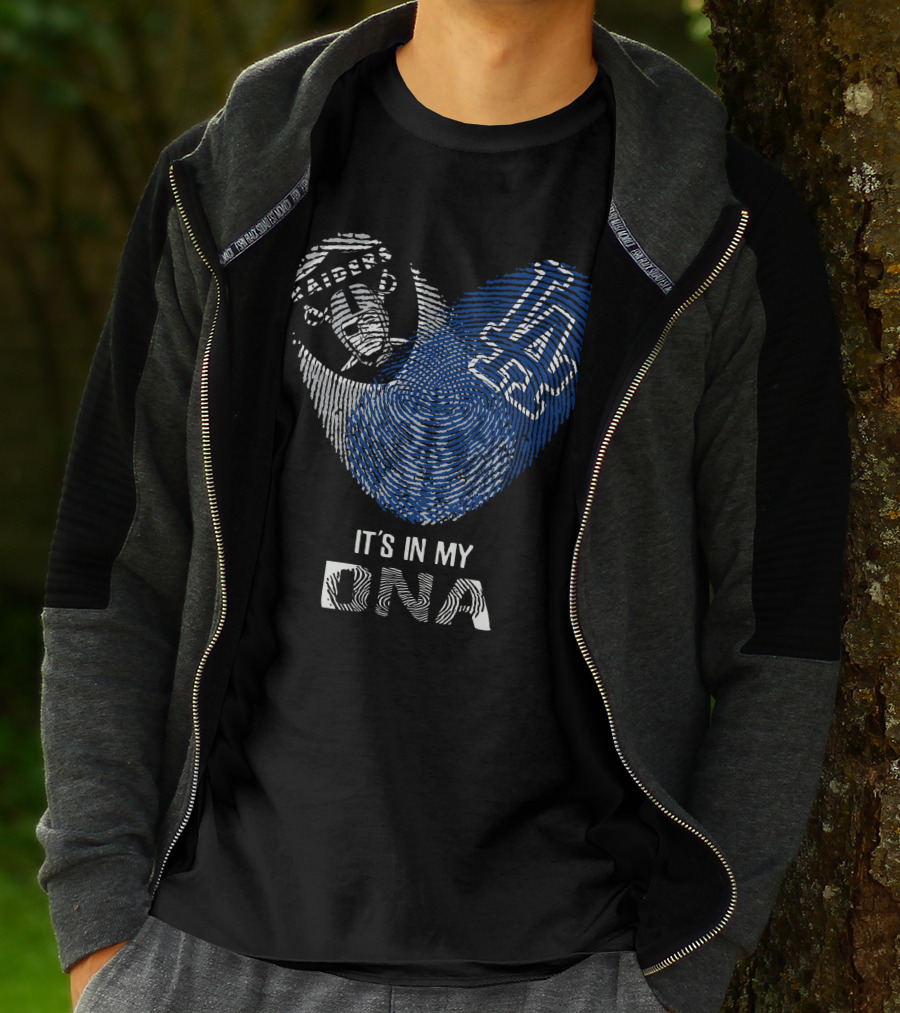 Raiders Dodgers It's In My Dna Emblem Fingerprint Style T-Shirt