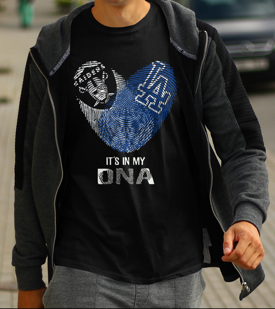Raiders Dodgers It's In My Dna Emblem Fingerprint Style T-Shirt