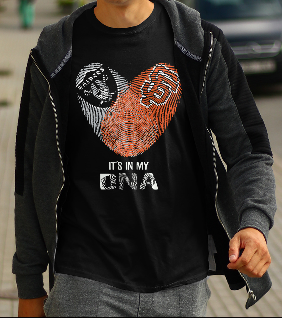 Raiders Giants It's In My DNA Fingerprint T-Shirt