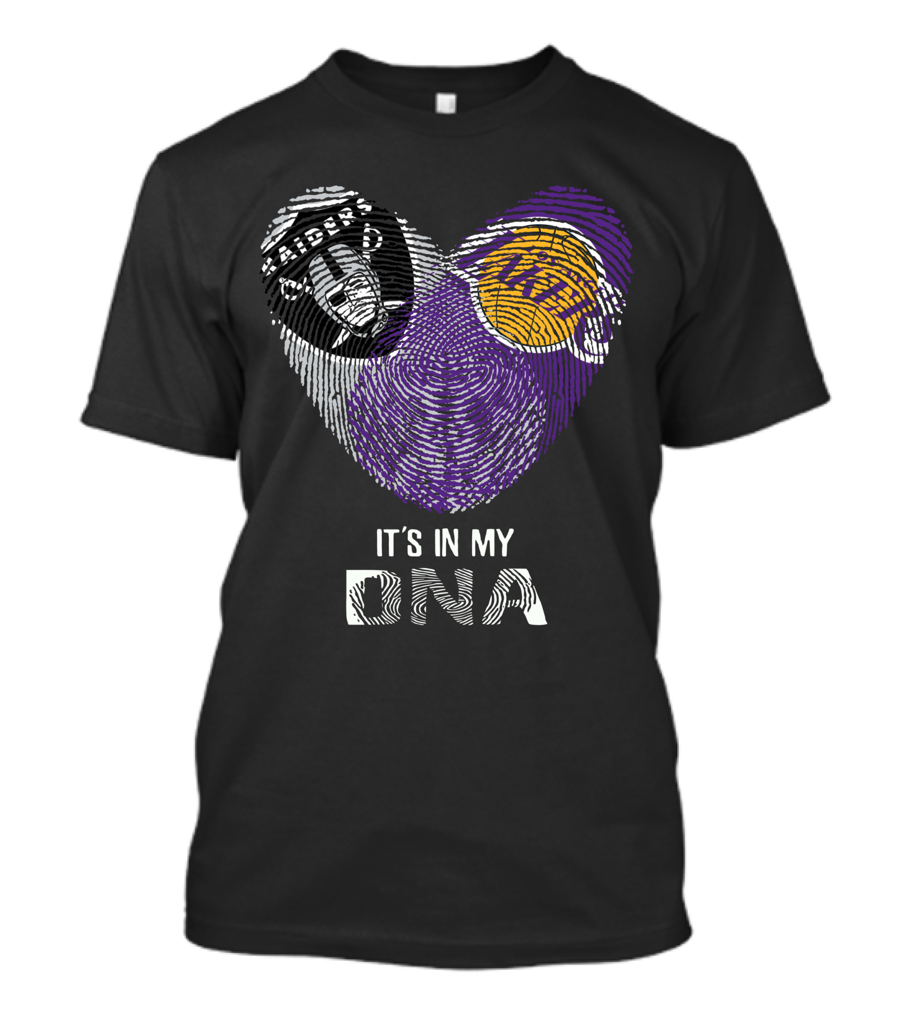 Raiders Lakers It's In My DNA Fingerprint Logo Combination T-Shirt