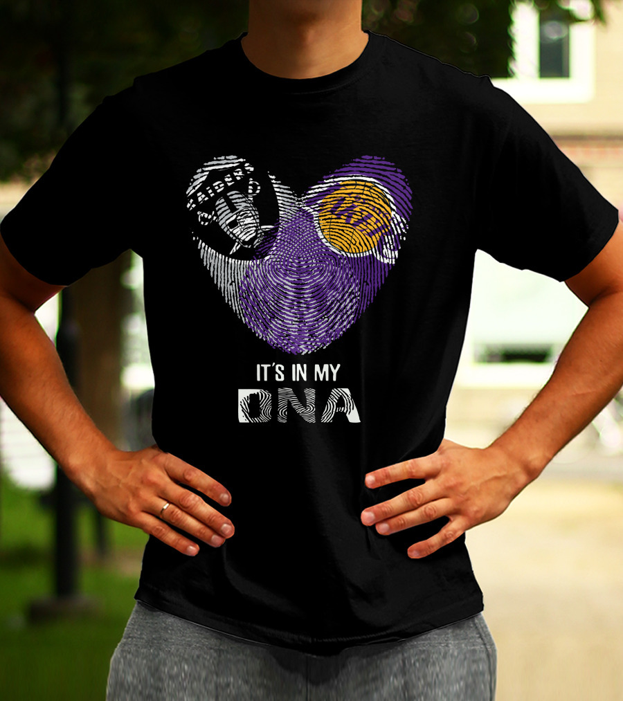 Raiders Lakers It's In My DNA Fingerprint Logo Combination T-Shirt