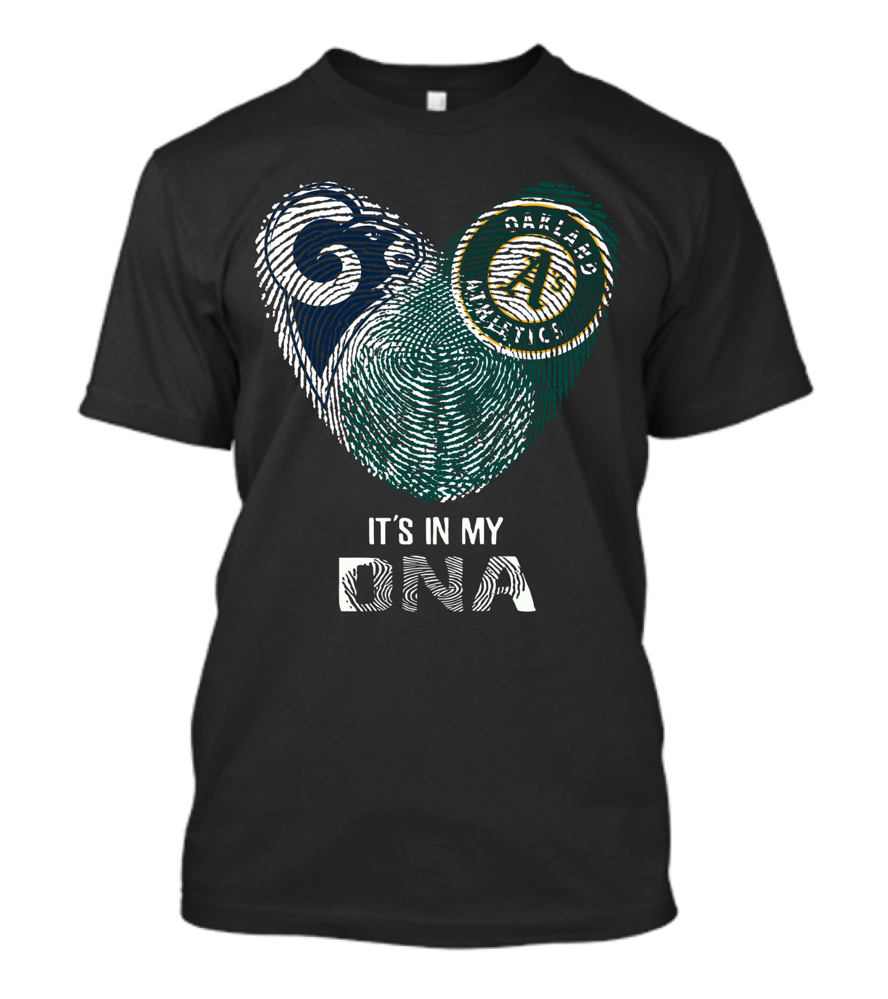 Rams Oakland Athletics It's In My DNA Fingerprint Heart T-Shirt
