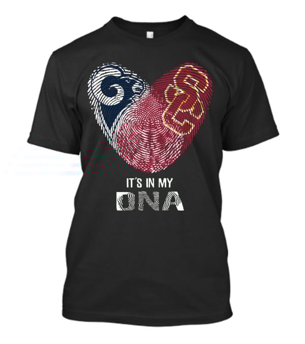 Rams USC Trojans Heart Fingerprint It's In My DNA T-Shirt