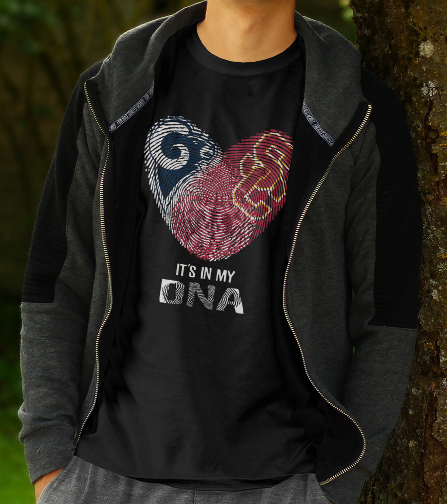 Rams USC Trojans Heart Fingerprint It's In My DNA T-Shirt