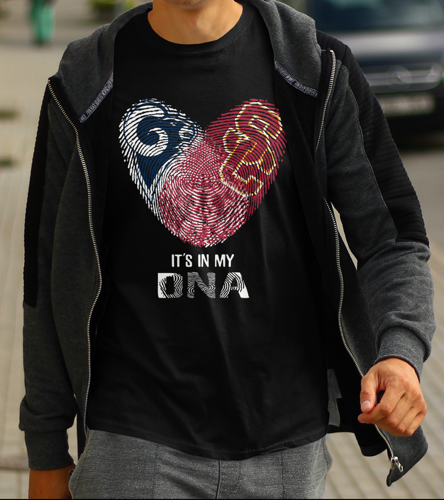 Rams USC Trojans Heart Fingerprint It's In My DNA T-Shirt
