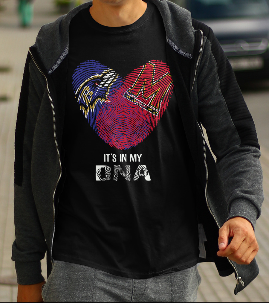 Ravens Maryland Terrapins Heart-Shaped Fingerprint It's In My DNA T-Shirt