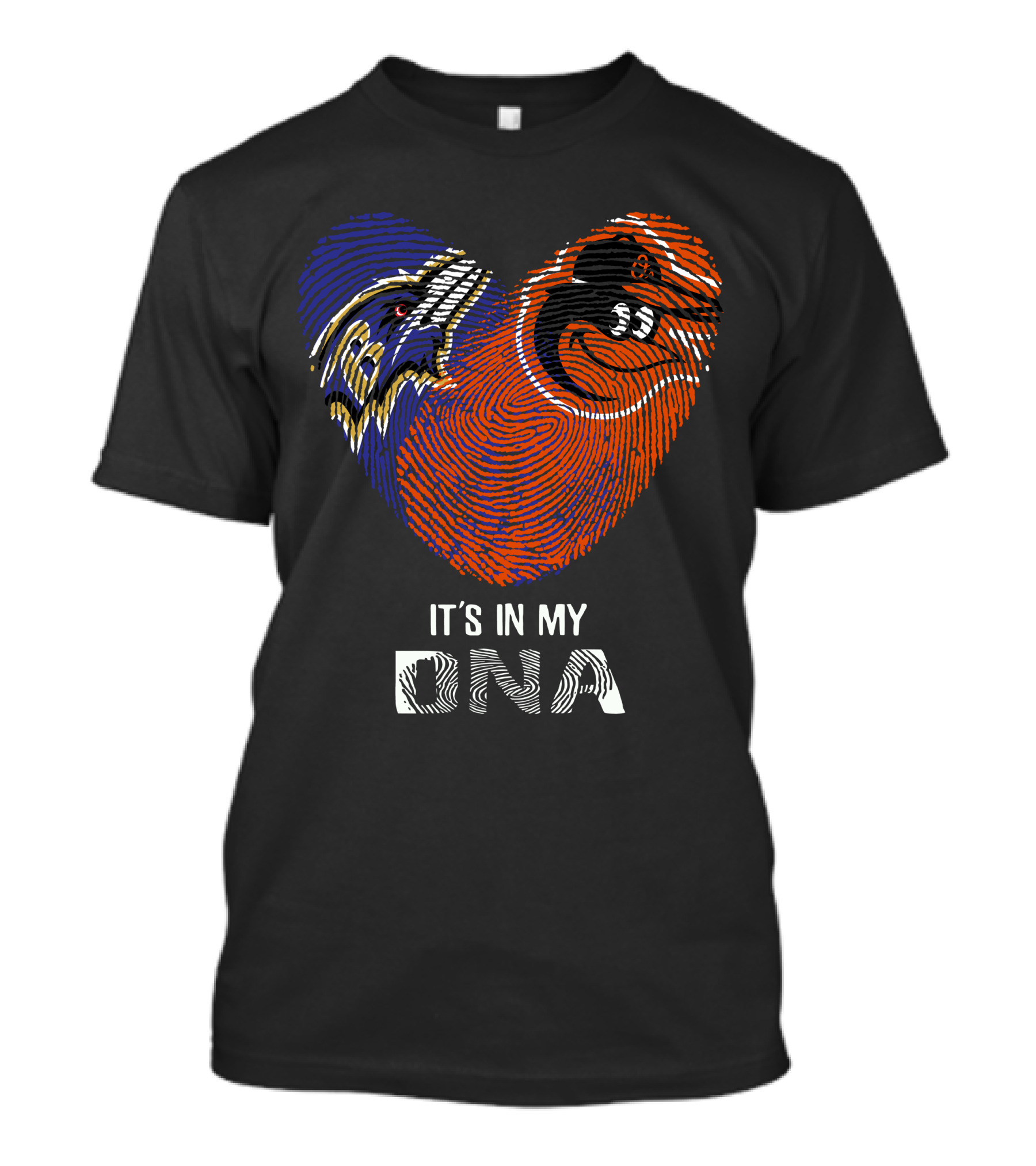 Ravens Orioles It's In My DNA Fingerprint Heart Ravens NFL Orioles MLB T-Shirt