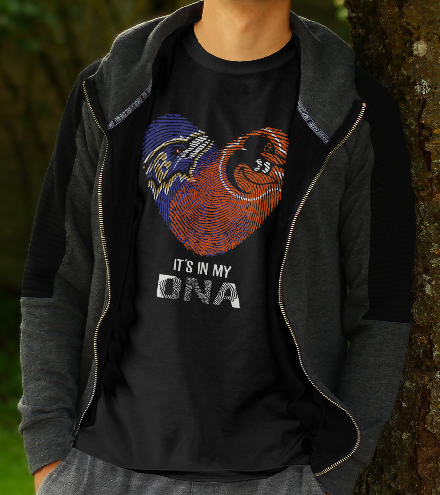 Ravens Orioles It's In My DNA Fingerprint Heart Ravens NFL Orioles MLB T-Shirt