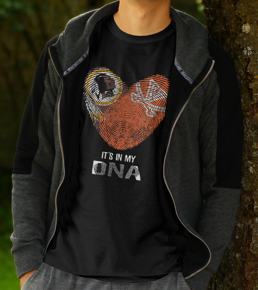 Redskins Cavaliers It's In My Dna Heart Fingerprint T-Shirt