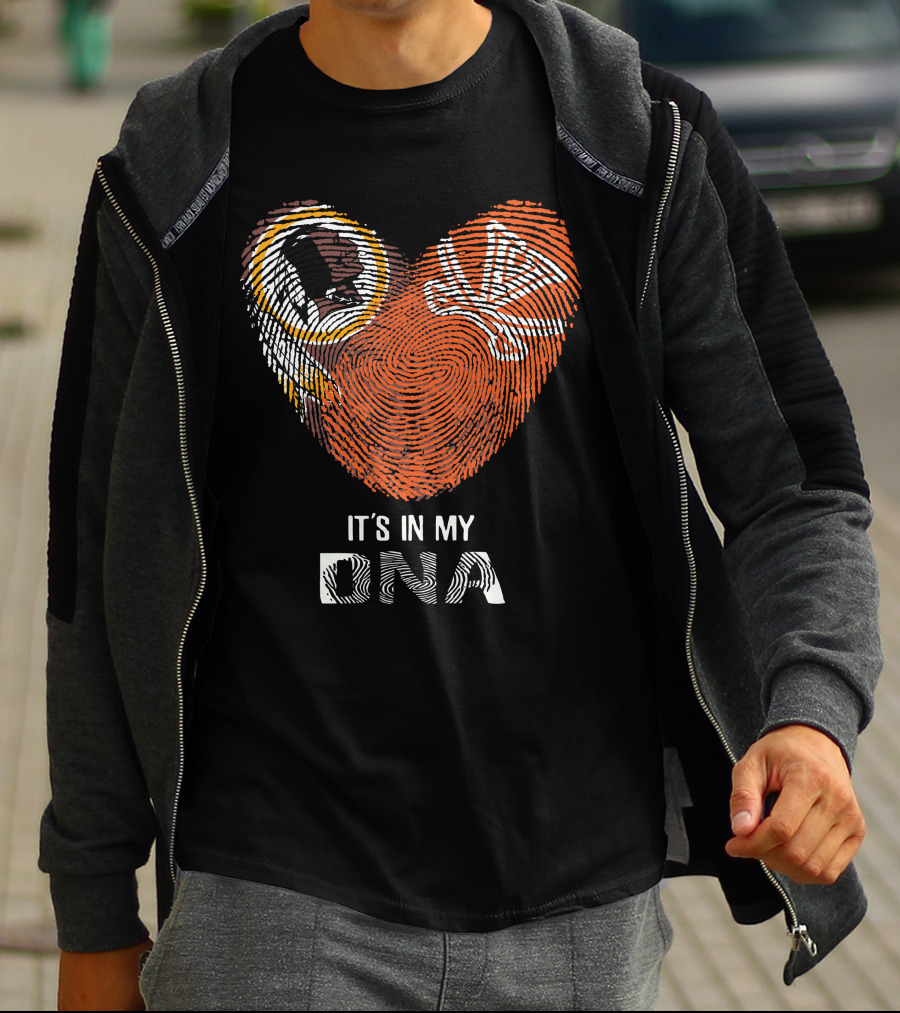 Redskins Cavaliers It's In My Dna Heart Fingerprint T-Shirt