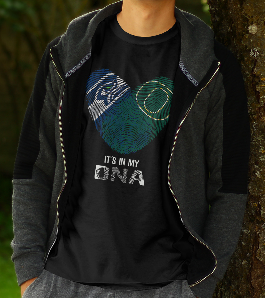Seahawks Ducks Fingerprint Heart It's In My DNA T-Shirt
