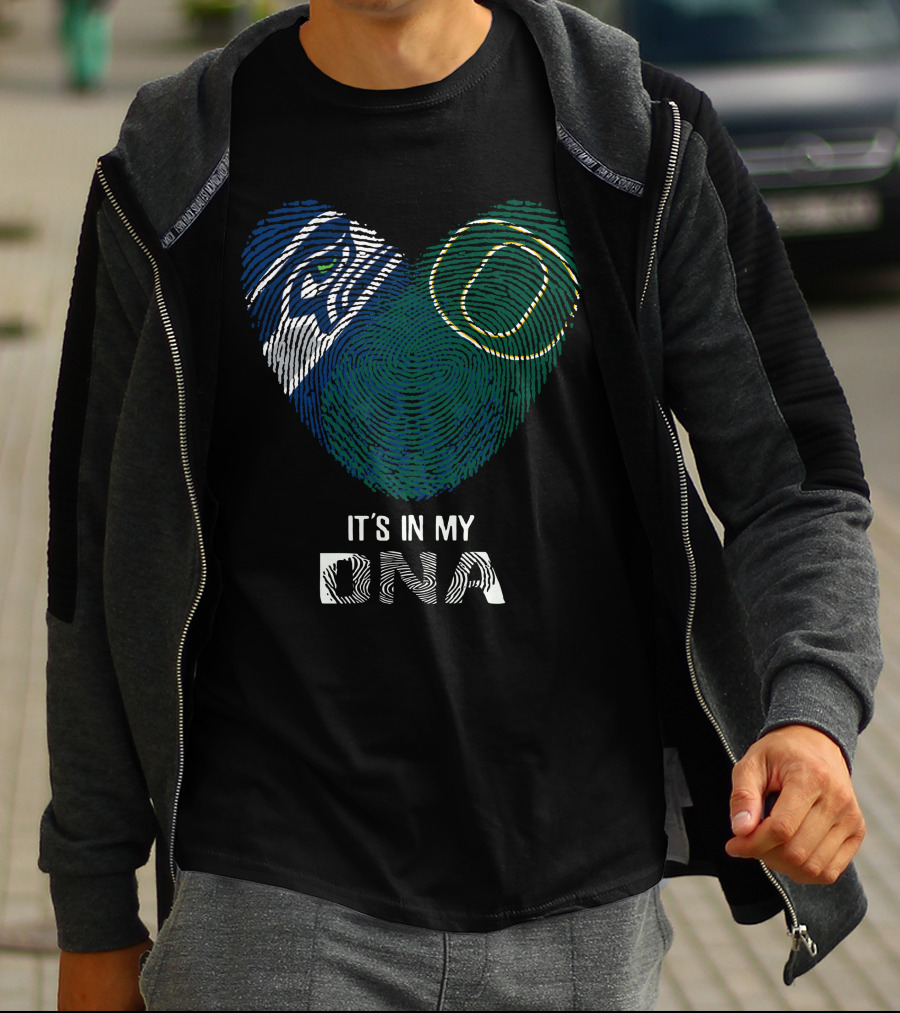 Seahawks Ducks Fingerprint Heart It's In My DNA T-Shirt