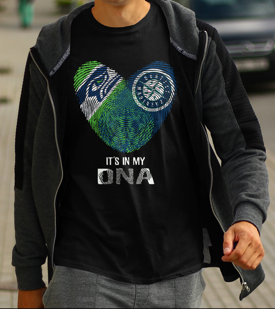 Seahawks Mariners It's In My DNA Fingerprints Heart T-Shirt