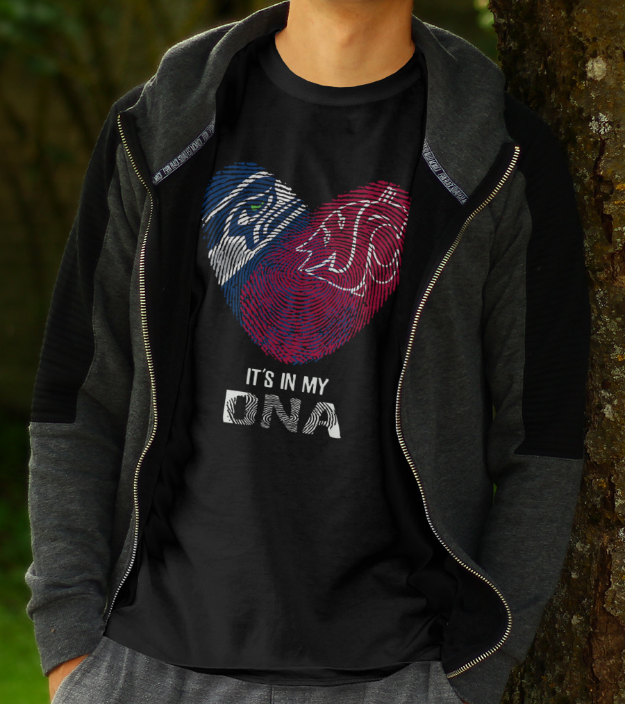 Seahawks Washington State It's In My DNA Heart Fingerprint T-Shirt