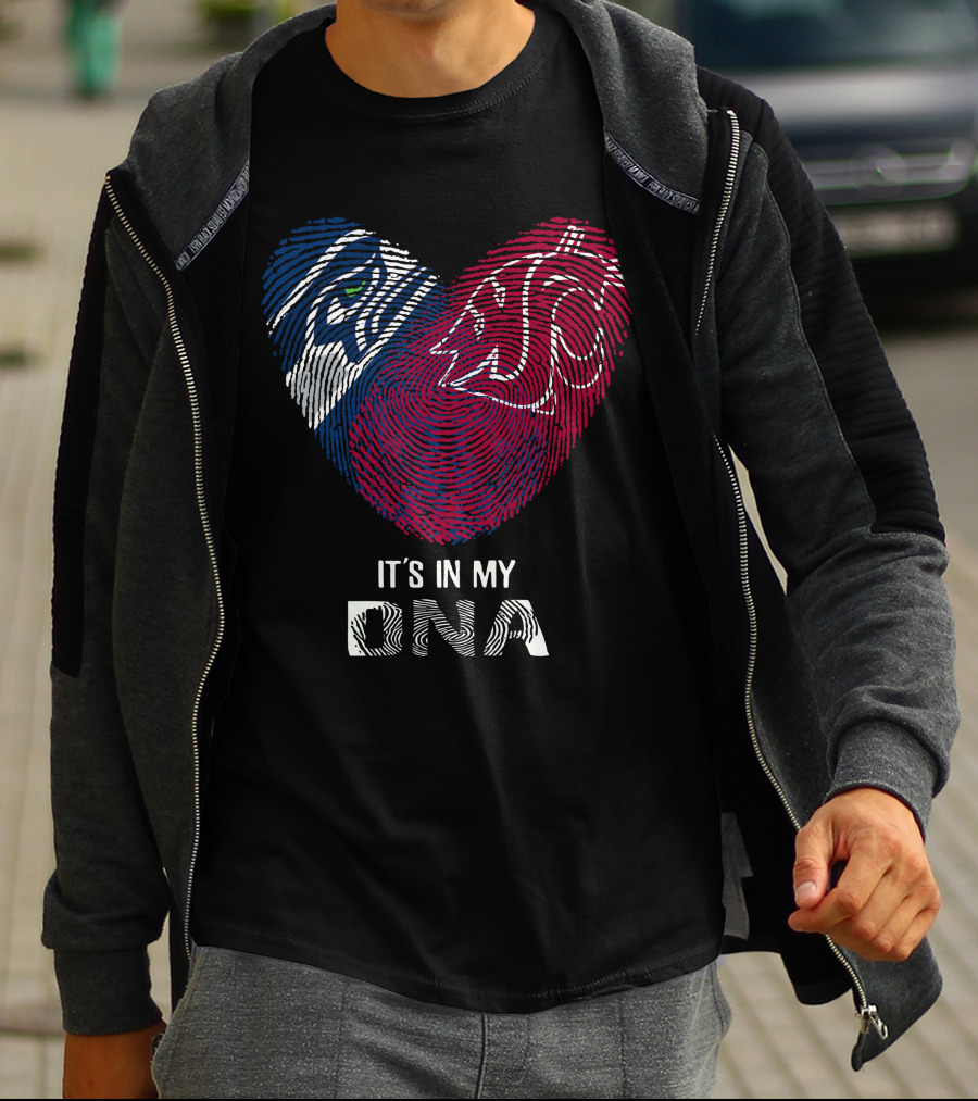 Seahawks Washington State It's In My DNA Heart Fingerprint T-Shirt