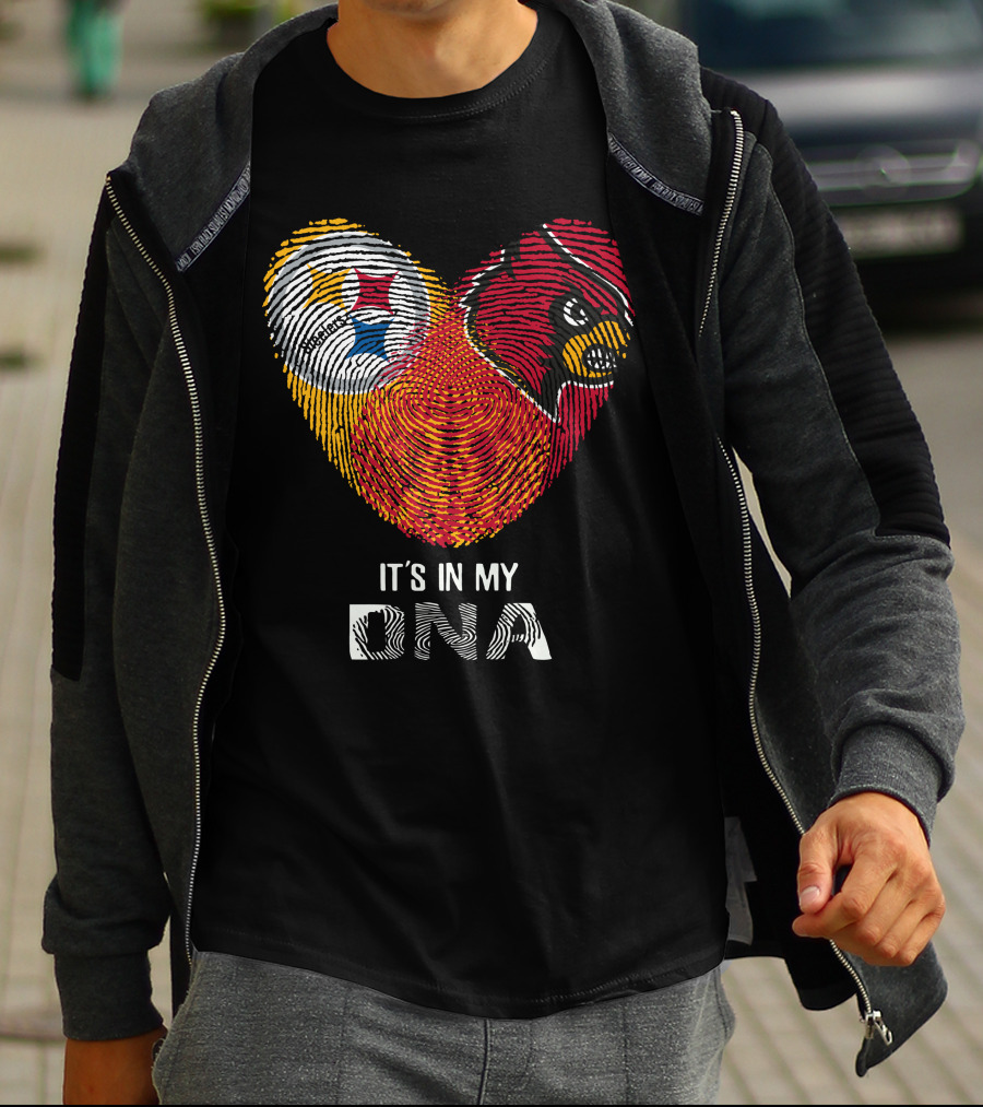 Steelers Cardinals It's In My DNA Fingerprint Heart T-Shirt