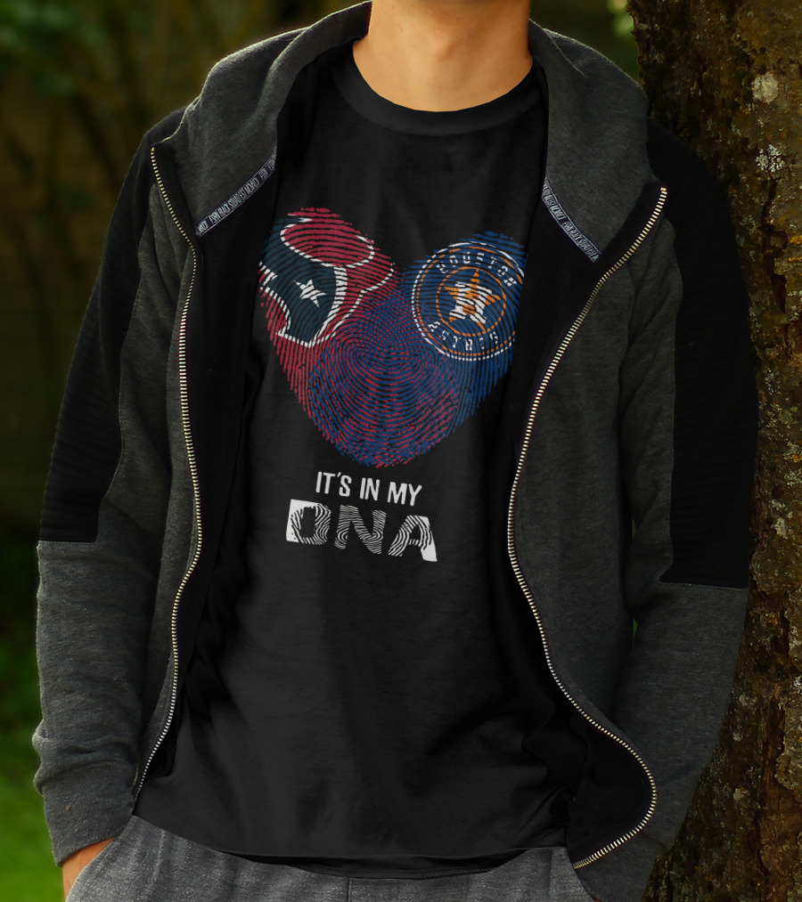 Texans Astros Heart Fingerprint It's In My DNA T-Shirt