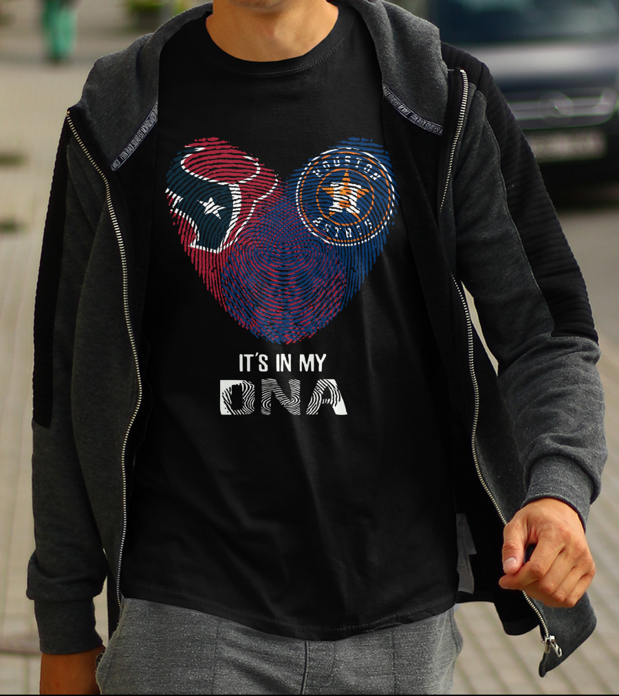 Texans Astros Heart Fingerprint It's In My DNA T-Shirt