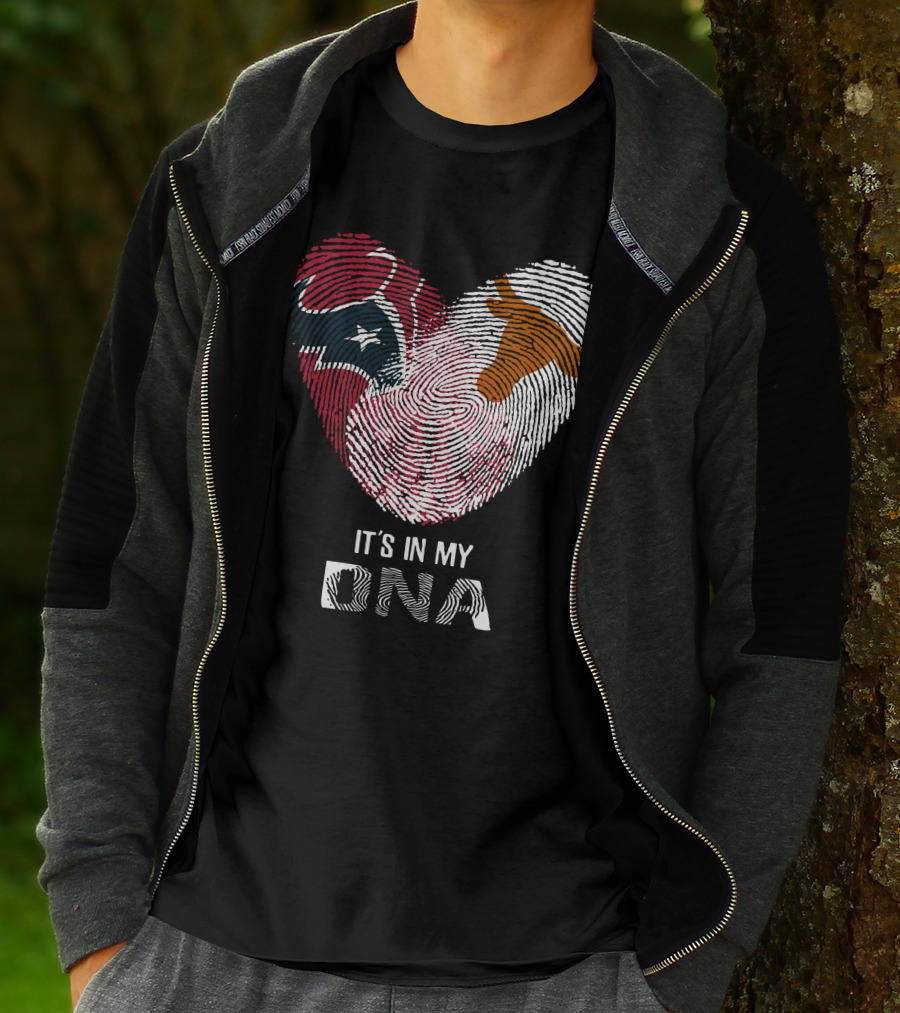 Texans Longhorns Fingerprint Heart It's In My DNA T-Shirt