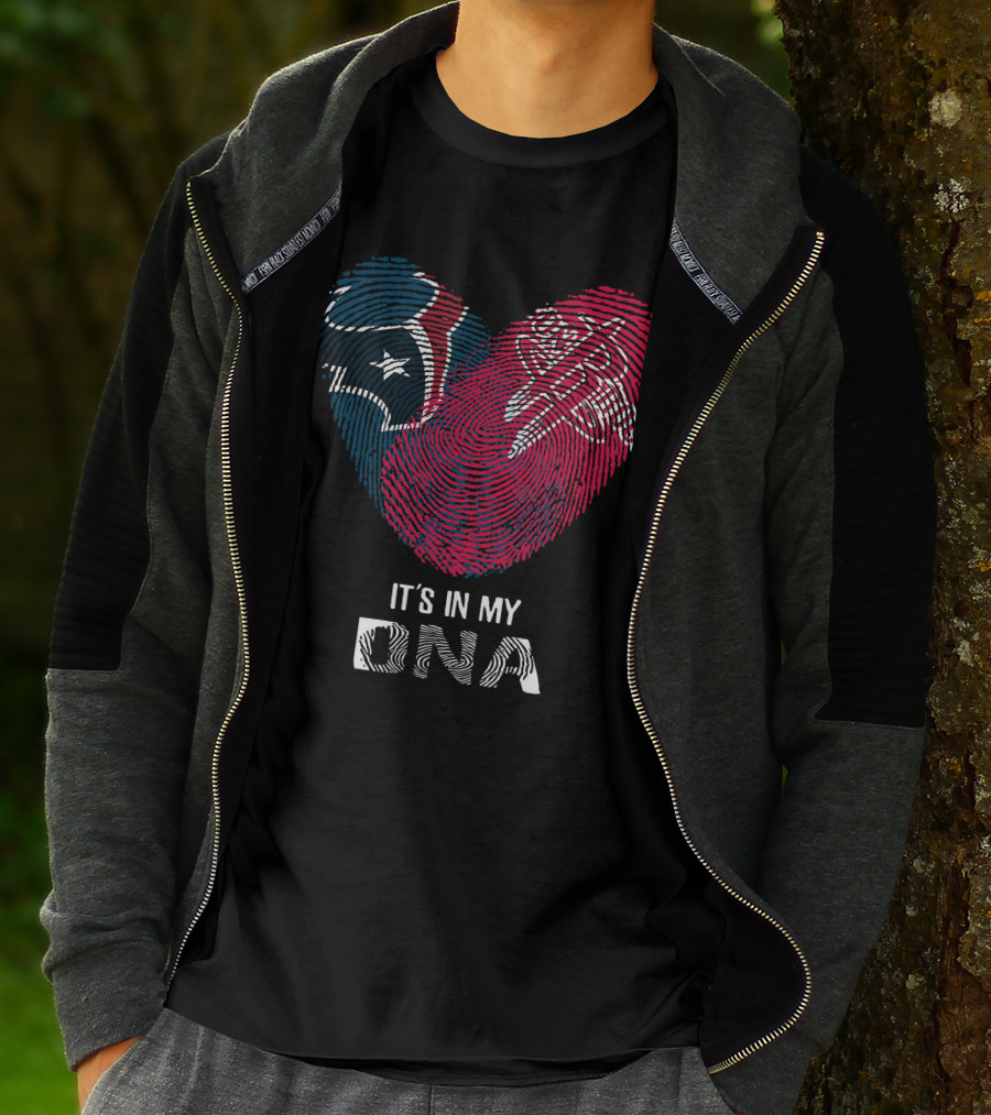 Texans Rockets Fingerprint Heart It's In My DNA T-Shirt