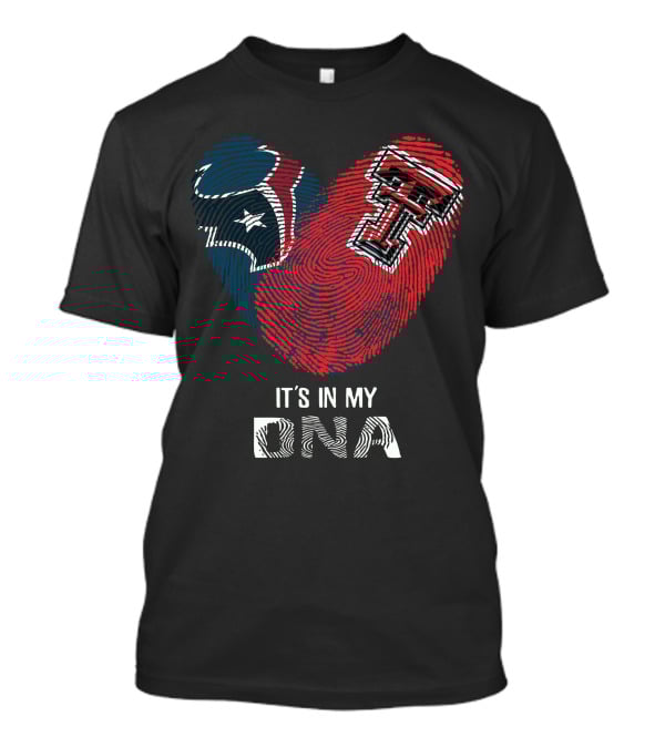 Texans Texas Tech Heart Fingerprint It's In My Dna T-Shirt