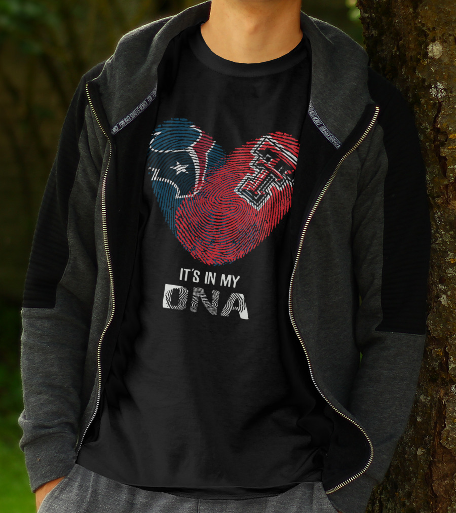 Texans Texas Tech Heart Fingerprint It's In My Dna T-Shirt