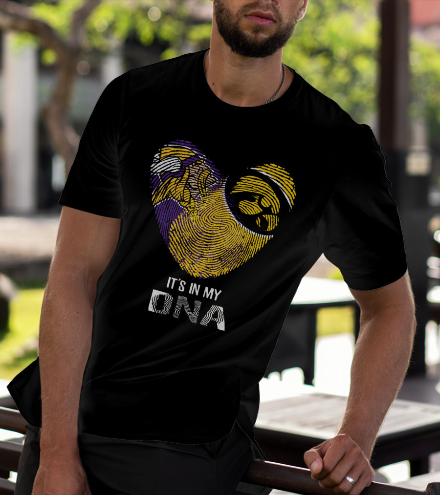 Vikings Iowa Hawkeyes It's In My DNA Fingerprint Football T-Shirt