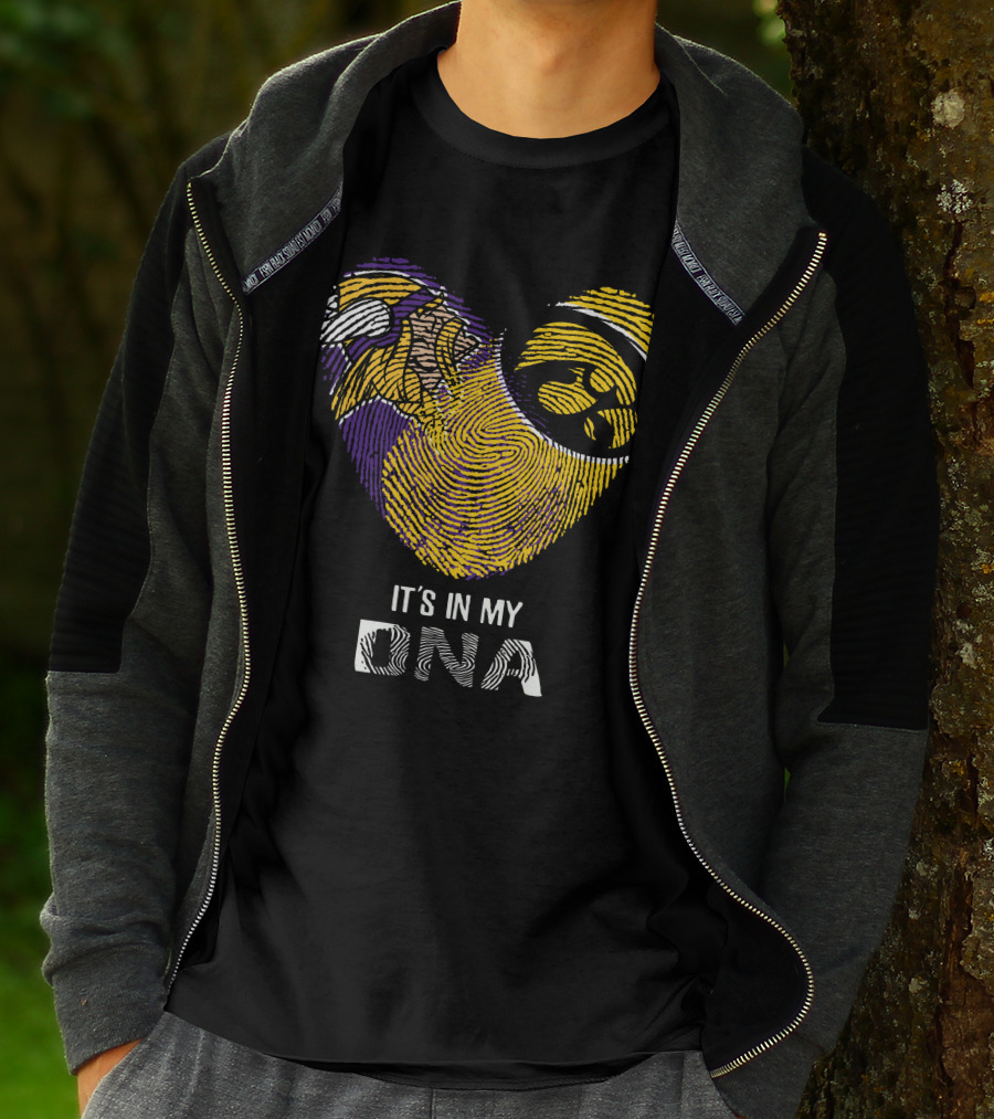 Vikings Iowa Hawkeyes It's In My DNA Fingerprint Football T-Shirt