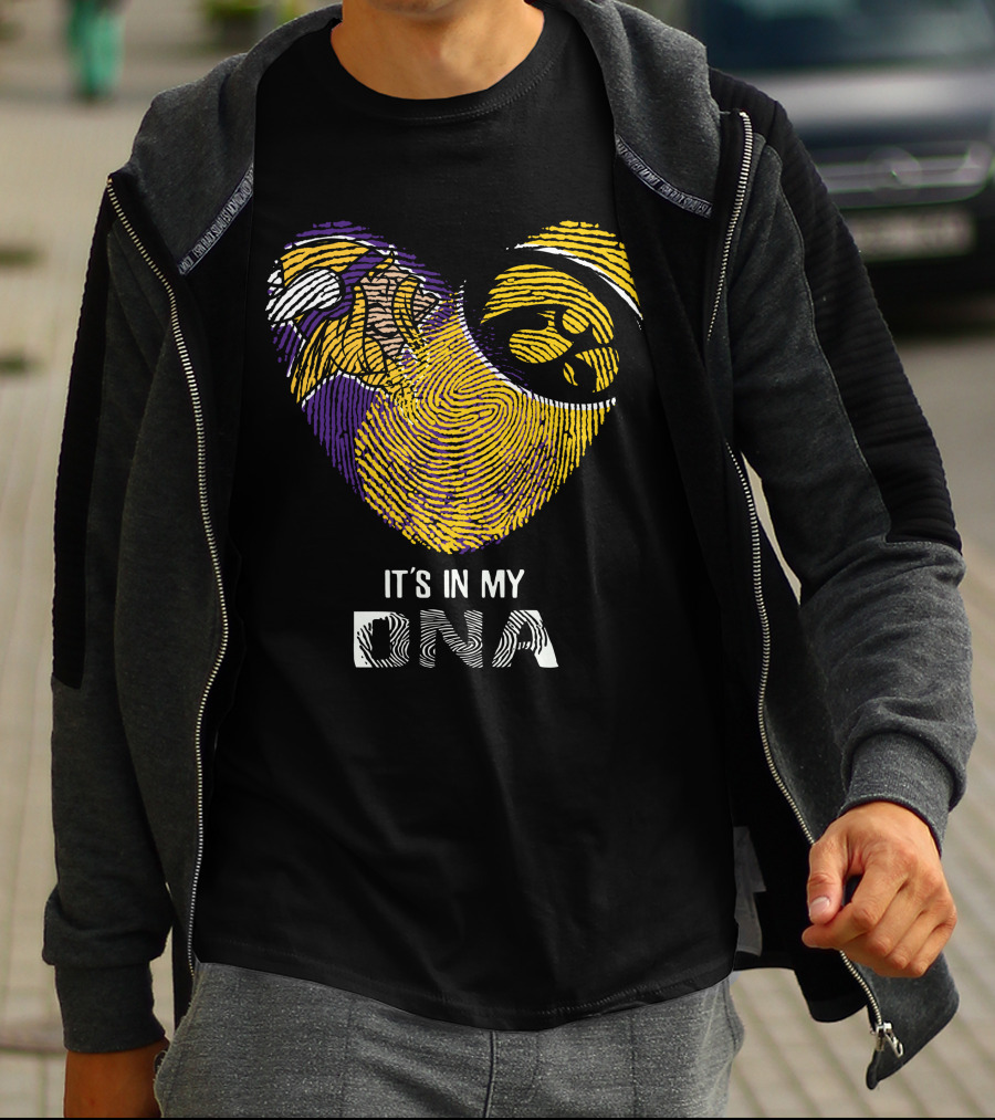 Vikings Iowa Hawkeyes It's In My DNA Fingerprint Football T-Shirt