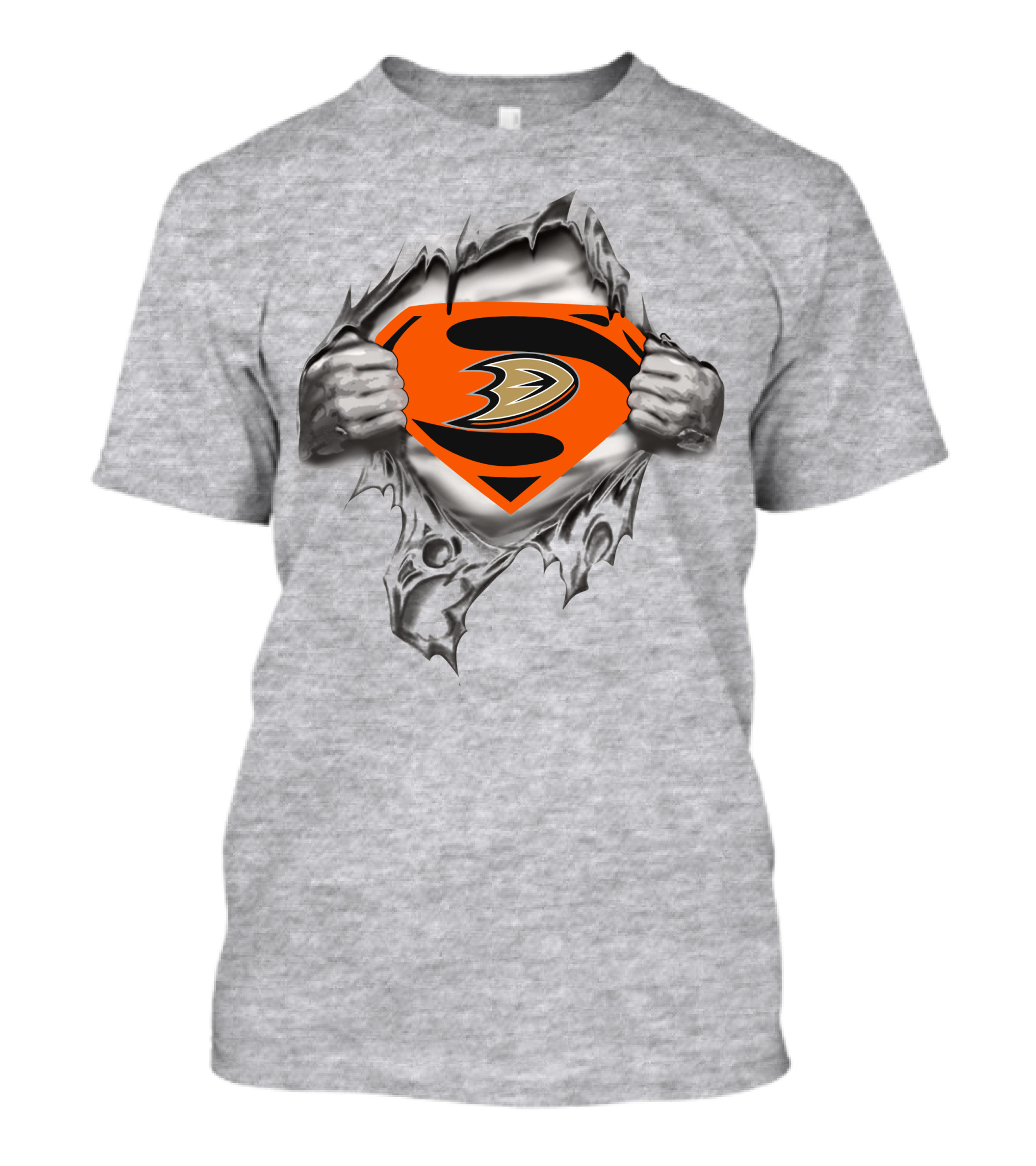 Anaheim Ducks Superman Logo Rip Open T-Shirt