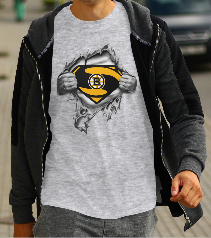 Boston Bruins Superman Logo Superhero Concept T-Shirt