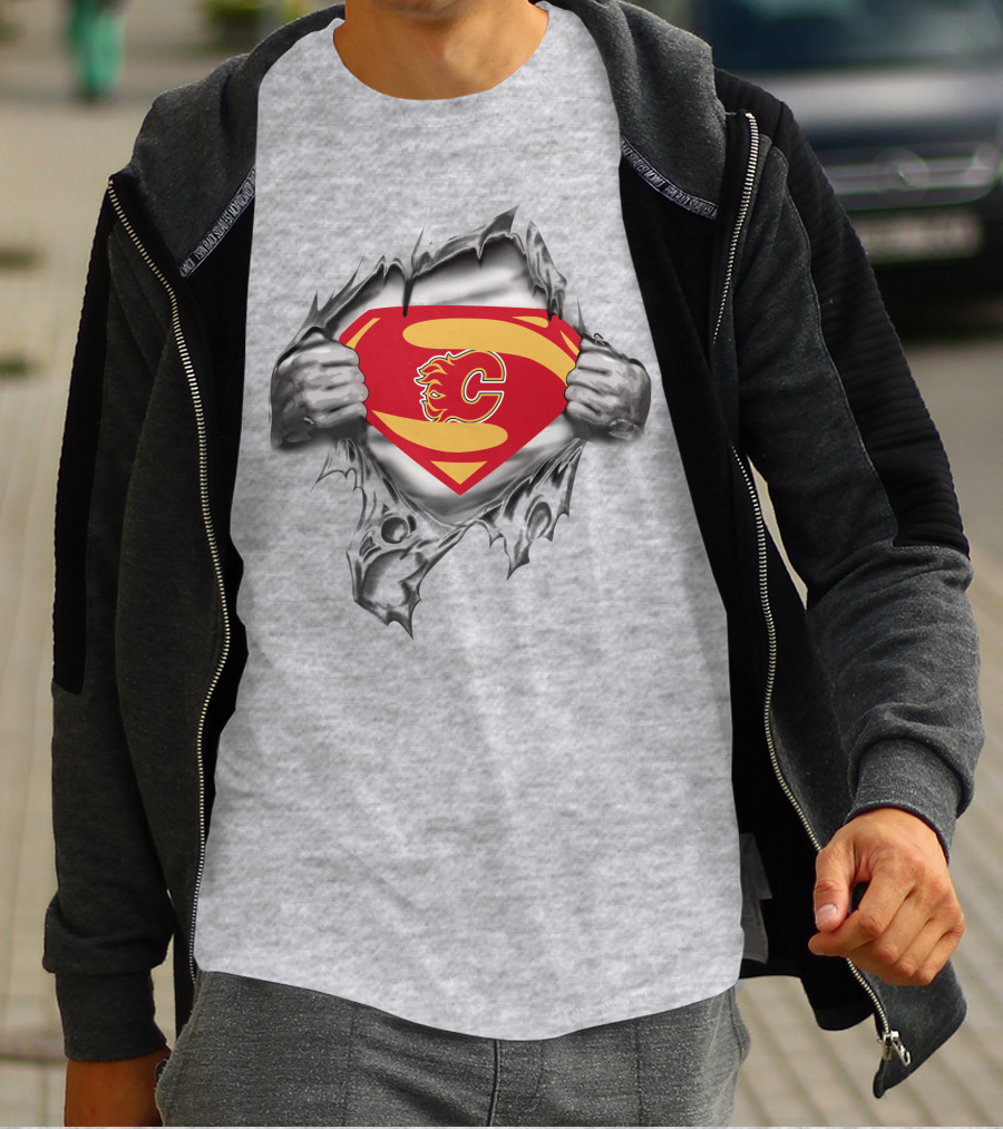 Calgary Flames Superman Logo Crossover T-Shirt