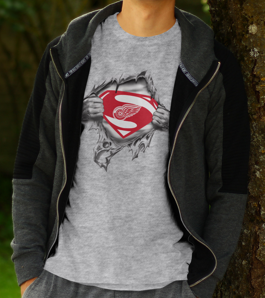 Detroit Red Wings Superman Symbol Iconic Crossover T-Shirt