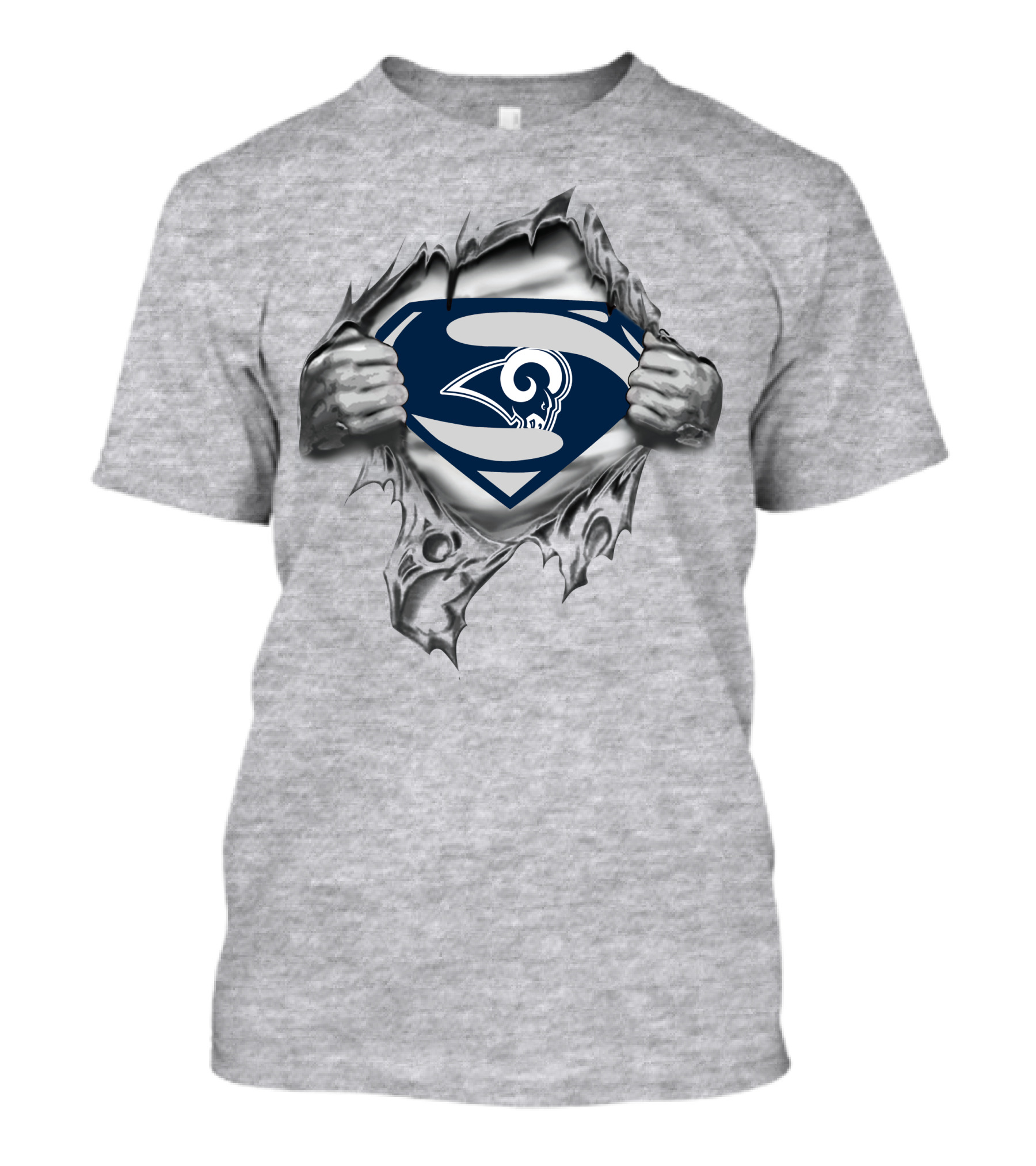 Los Angeles Rams Superman Logo Breaking Through T-Shirt