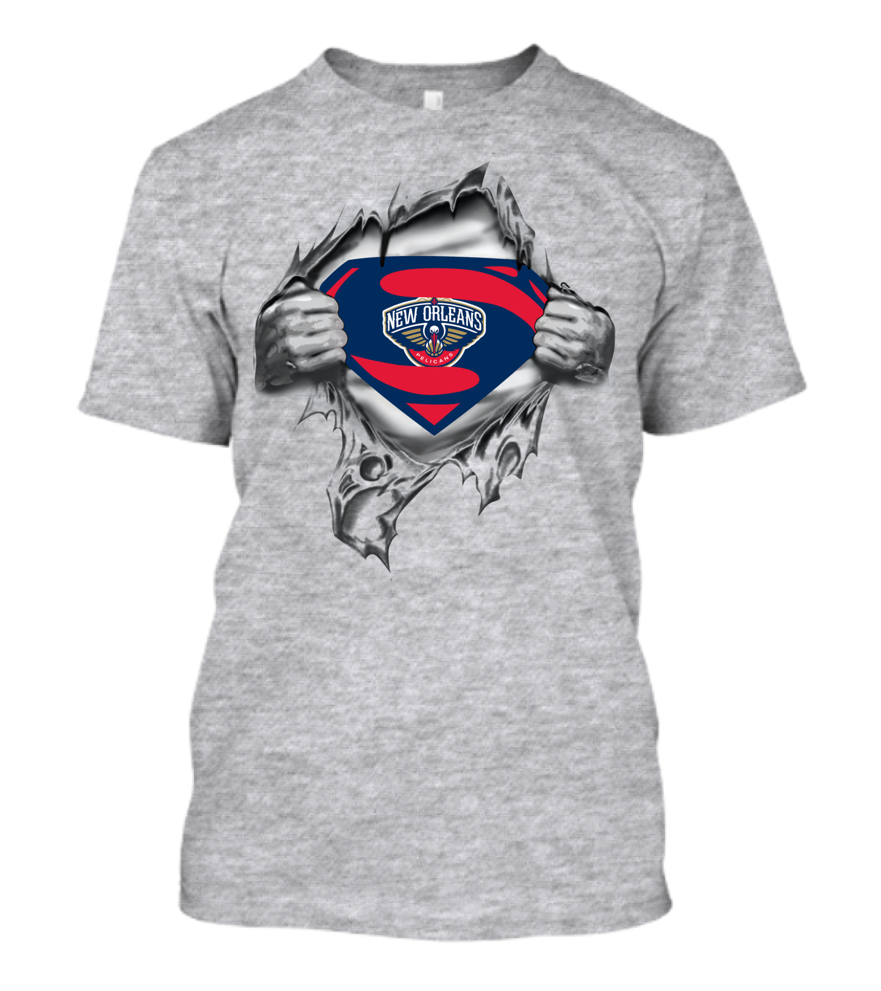 New Orleans Pelicans Superman Logo With Ripped T-Shirt