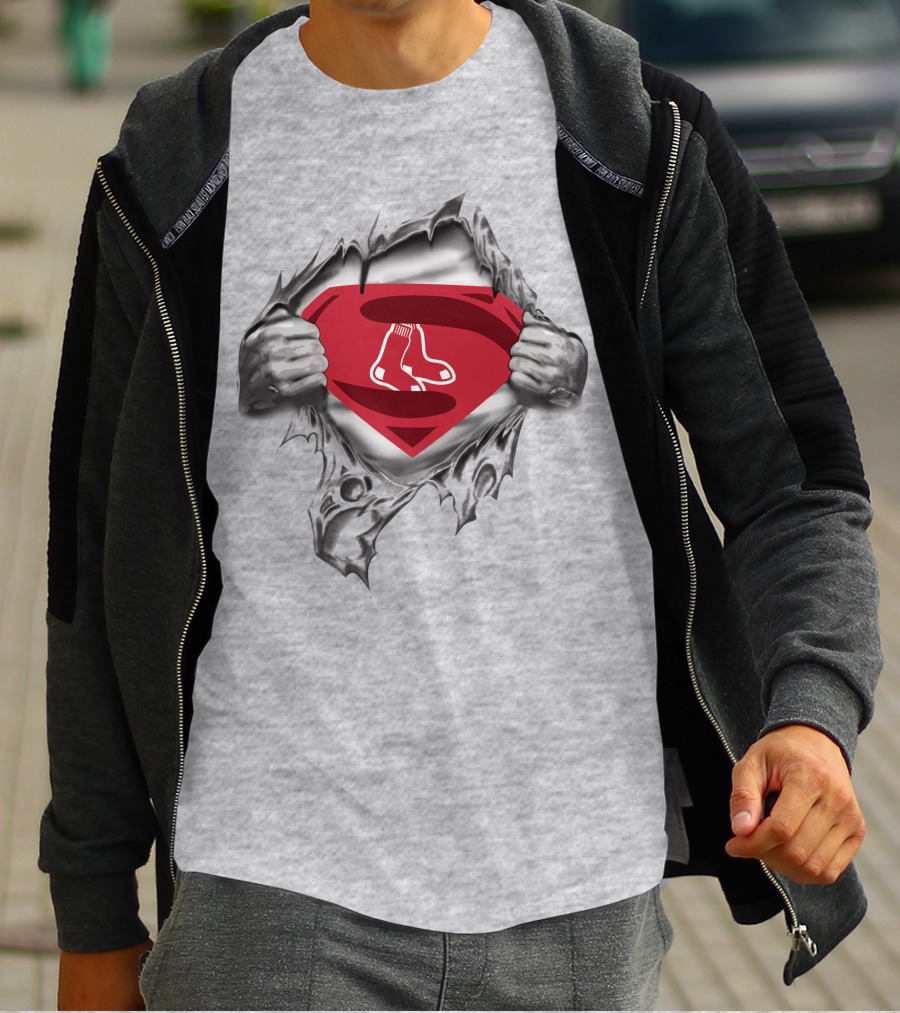 Boston Red Sox Superman Logo Rip T-Shirt