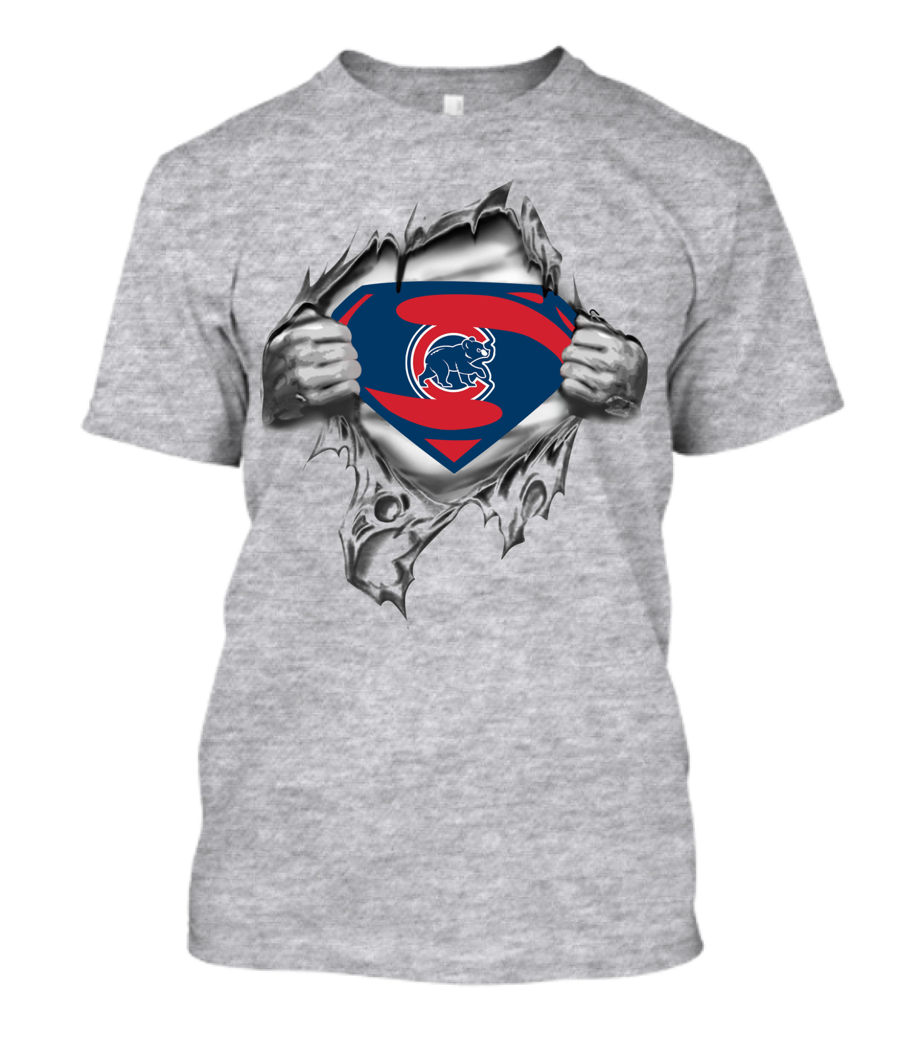 Cubs Superman Baseball Logo Rip T-Shirt