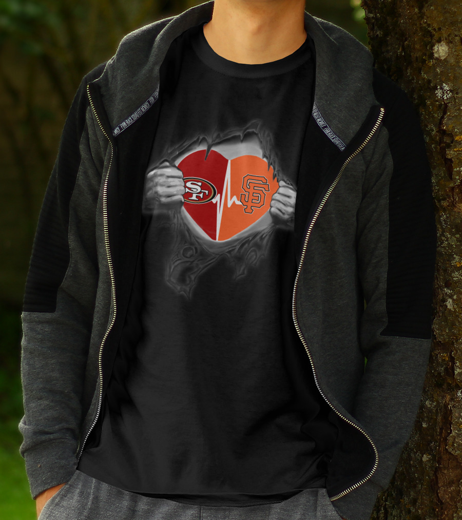 49ers Giants Heartbeat Inside Me T-Shirt