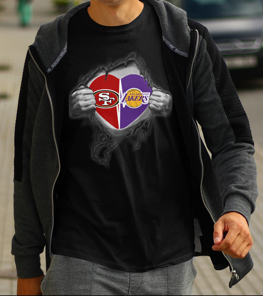 49Ers Los Angeles Lakers Split Heart T-Shirt